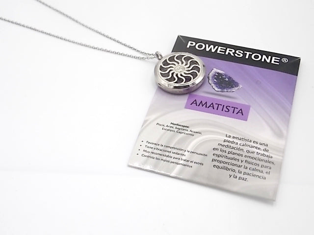 Colgante con motivo de Sol con una piedra de Amatista