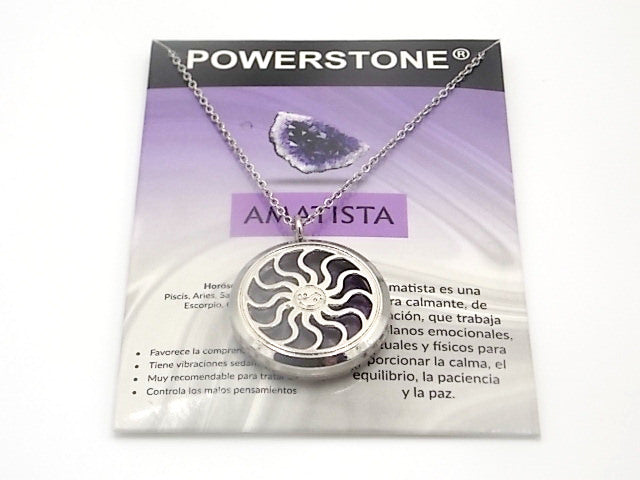Colgante con motivo de Sol con una piedra de Amatista