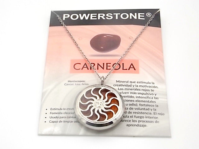 Colgante con motivo de Sol con una piedra de Carneola