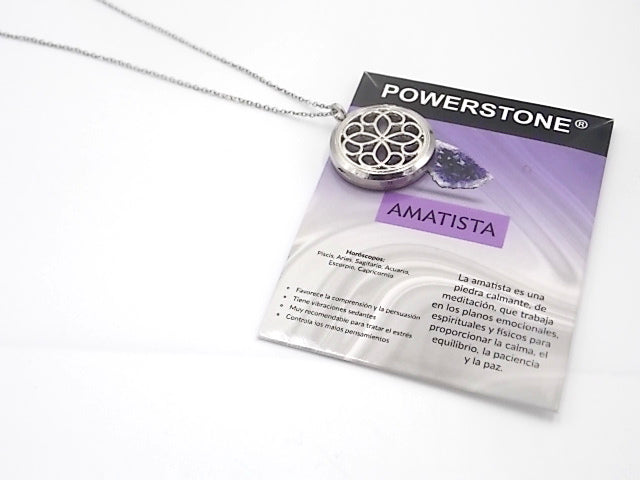 Colgante con motivo de Trébol con una piedra de Amatista