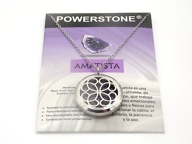 Colgante con motivo de Trébol con una piedra de Amatista