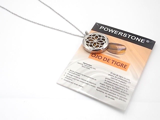 Colgante con motivo de Trébol con una piedra de Ojo de tigre
