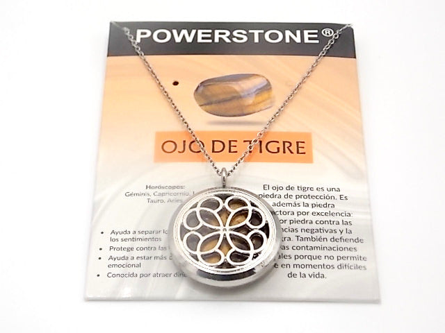 Colgante con motivo de Trébol con una piedra de Ojo de tigre