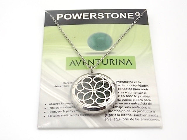 Colgante con motivo de Trébol con una piedra de Venturina verde