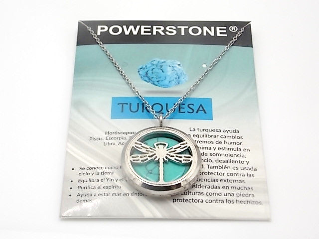 Colgante con motivo de Libélula con una piedra de Turquesa