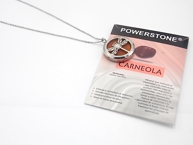 Colgante con motivo de Libélula con una piedra de Carneola