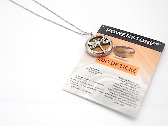 Colgante con motivo de Libélula con una piedra de Ojo de tigre