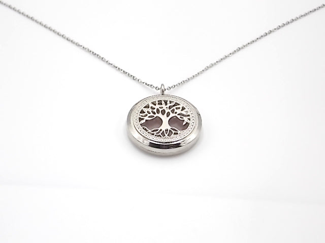 Colgante con motivo de Árbol de la vida con una piedra de Cuarzo rosa
