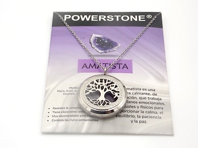 Colgante con motivo de Árbol de la vida con una piedra de Amatista