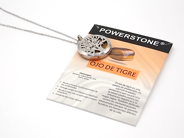 Colgante con motivo de Árbol de la vida con una piedra de Ojo de tigre