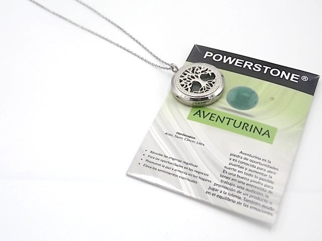 Colgante con motivo de Árbol de la vida con una piedra de Venturina verde