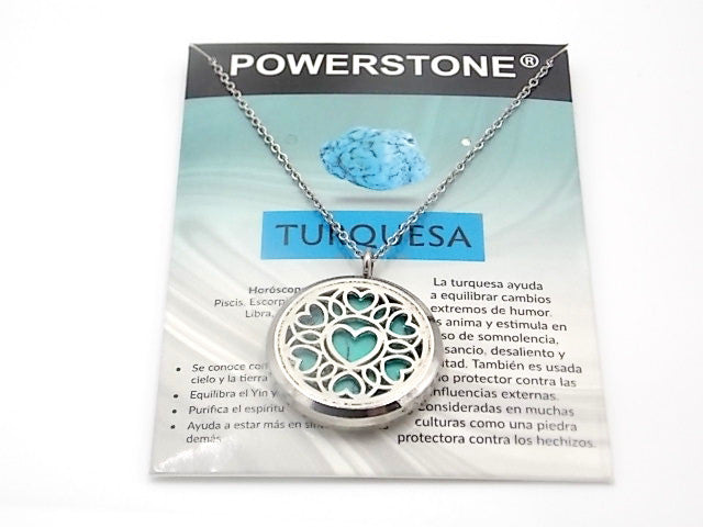 Colgante con motivo de Corazón con una piedra de Turquesa