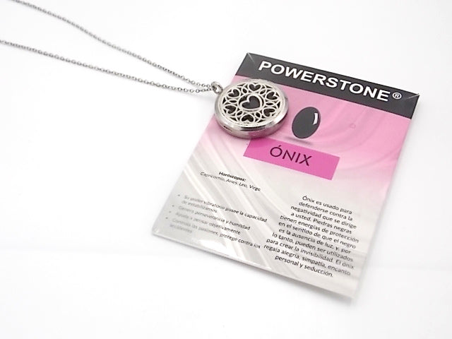 Colgante con motivo de Corazón con una piedra de Ónix