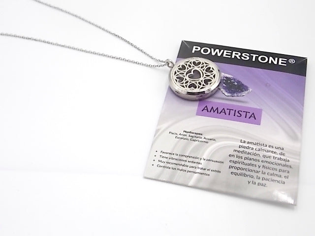 Colgante con motivo de Corazón con una piedra de Amatista