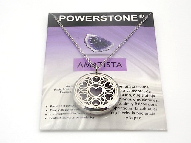 Colgante con motivo de Corazón con una piedra de Amatista