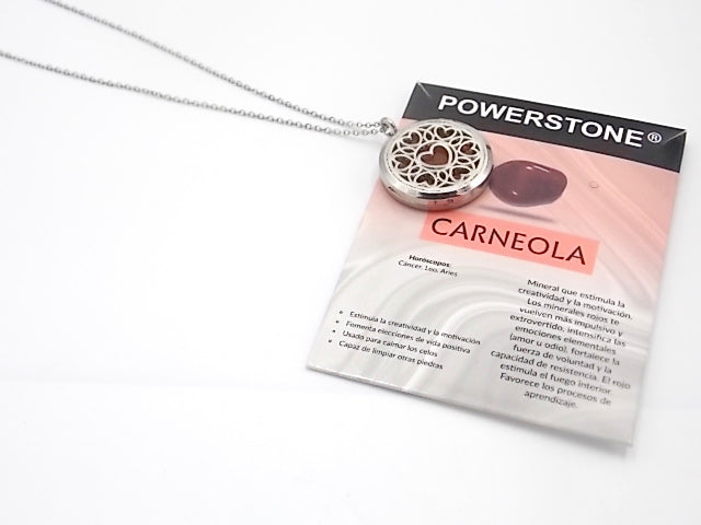 Colgante con motivo de Corazón con una piedra de Carneola