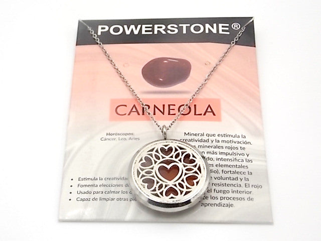 Colgante con motivo de Corazón con una piedra de Carneola