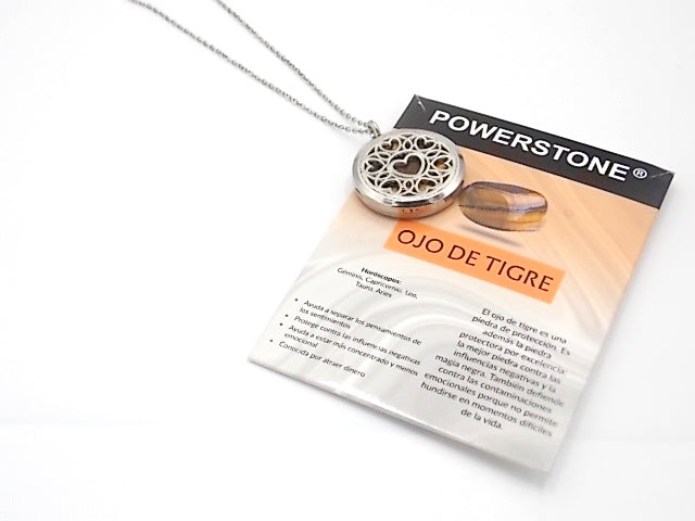 Colgante con motivo de Corazón con una piedra de Ojo de tigre