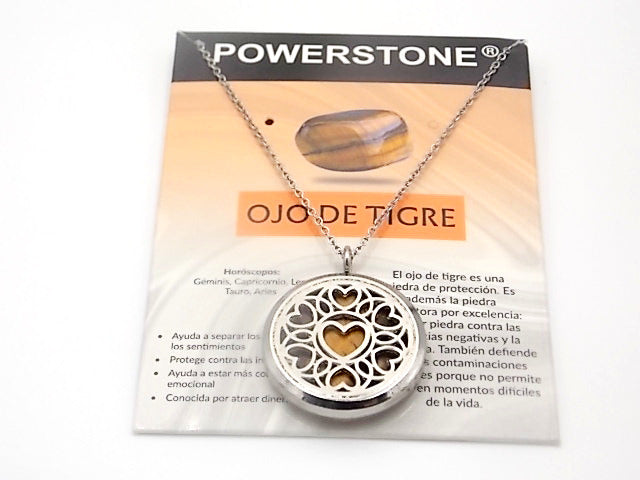 Colgante con motivo de Corazón con una piedra de Ojo de tigre