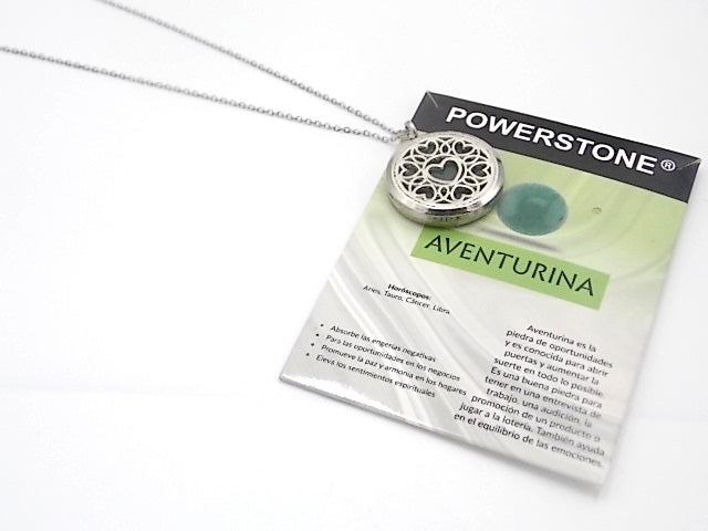 Colgante con motivo de Corazón con una piedra de Venturina verde