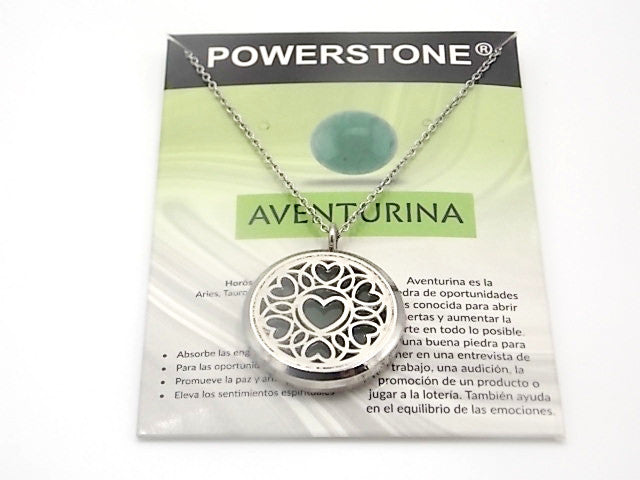 Colgante con motivo de Corazón con una piedra de Venturina verde
