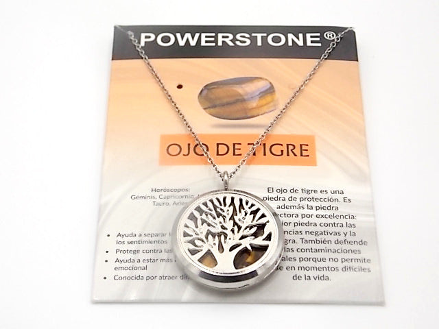 Colgante con motivo de Árbol de la vida 2 con una piedra de Ojo de tigre