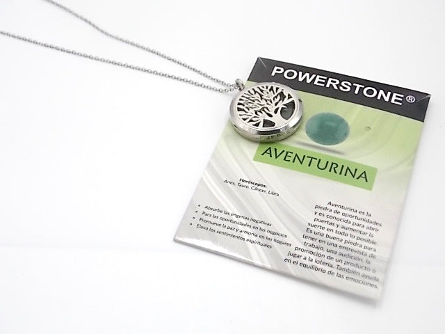 Colgante con motivo de Árbol de la vida 2 con una piedra de Venturina verde