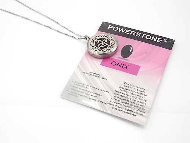 Colgante con motivo de Nudo de bruja con una piedra de Ónix