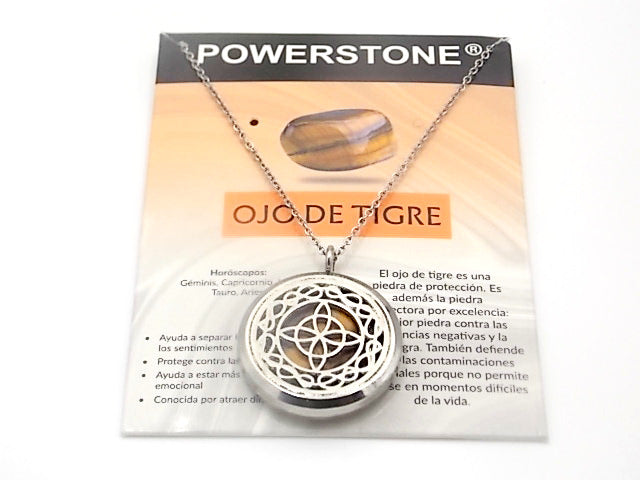 Colgante con motivo de Nudo de bruja con una piedra de Ojo de tigre
