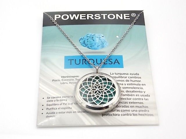 Colgante con motivo de Mándala con una piedra de Turquesa