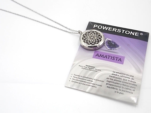 Colgante con motivo de Mandala con una piedra de Amatista