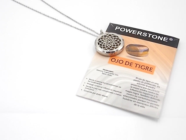 Colgante con motivo de Mándala con una piedra de Ojo de tigre