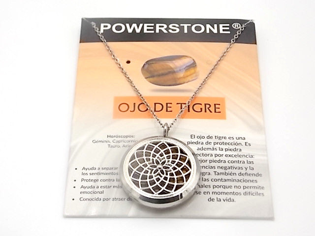 Colgante con motivo de Mándala con una piedra de Ojo de tigre