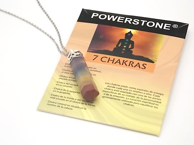 Colgante de piedra natural de 7 chakras con forma de Obelisco invertido