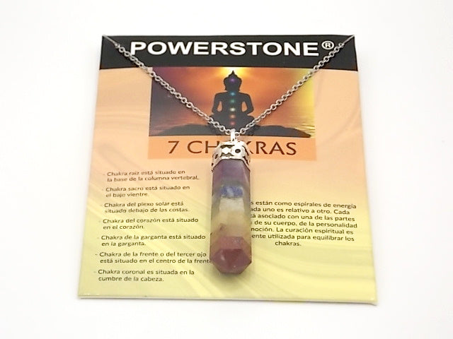 Colgante de piedra natural de 7 chakras con forma de Obelisco invertido