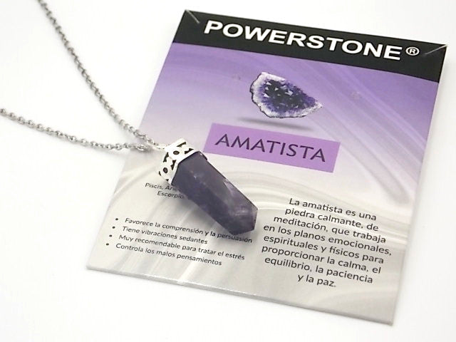 Colgante de piedra natural de Amatista con forma de Obelisco invertido