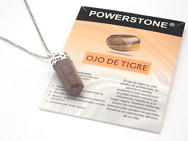 Colgante de piedra natural de Ojo de tigre con forma de Obelisco invertido