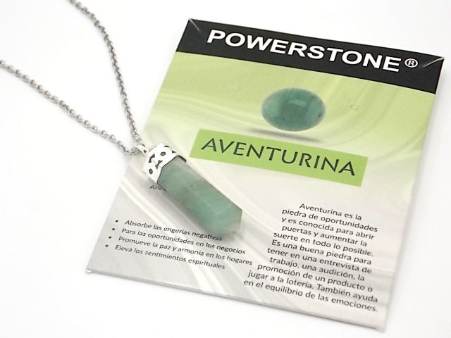 Colgante de piedra natural de Venturina verde con forma de Obelisco invertido