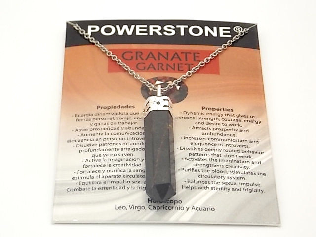 Colgante de piedra natural de Granate con forma de Obelisco invertido