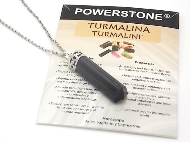 Colgante de piedra natural de Turmalina negra con forma de Obelisco invertido