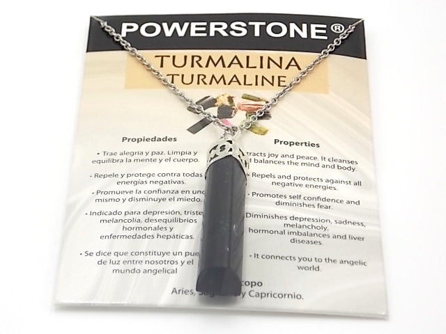 Colgante de piedra natural de Turmalina negra con forma de Obelisco invertido