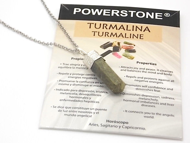 Colgante de piedra natural de Turmalina verde con forma de Obelisco invertido