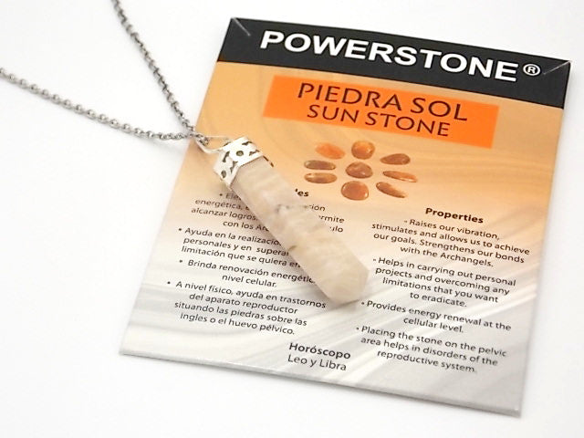 Colgante de piedra natural de Piedra de sol con forma de Obelisco invertido