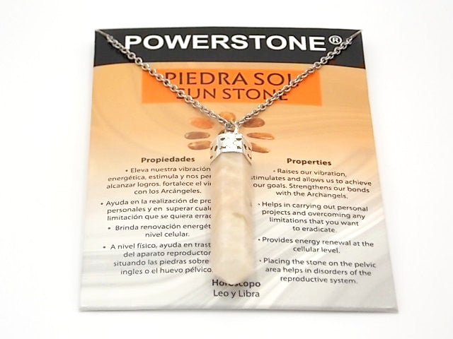 Colgante de piedra natural de Piedra de sol con forma de Obelisco invertido