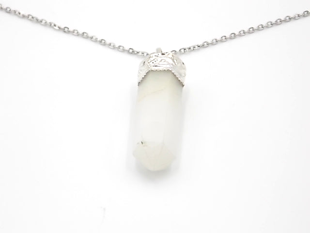 Colgante de piedra natural de Jade blanco con forma de Obelisco invertido