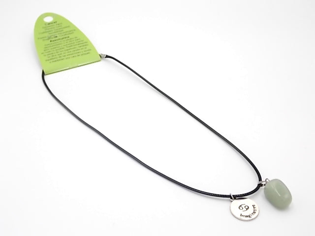 Colgante con piedra natural de Venturina verde y medalla del signo Cáncer
