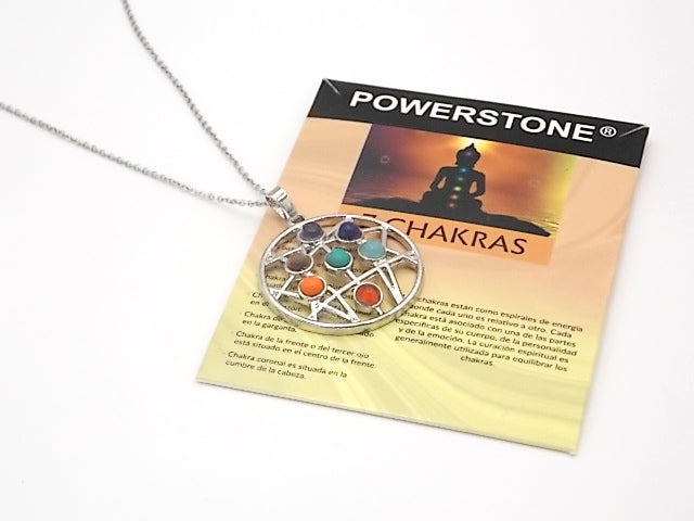 Colgante con las piedras naturales de los 7 chakras con diseño de Círculo