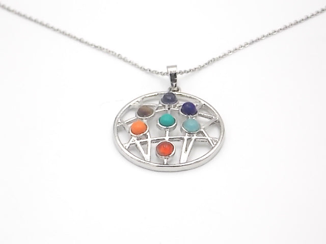 Colgante con las piedras naturales de los 7 chakras con diseño de Círculo