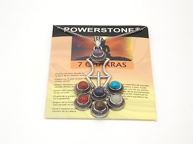 Colgante con las piedras naturales de los 7 chakras con diseño de Flor 4