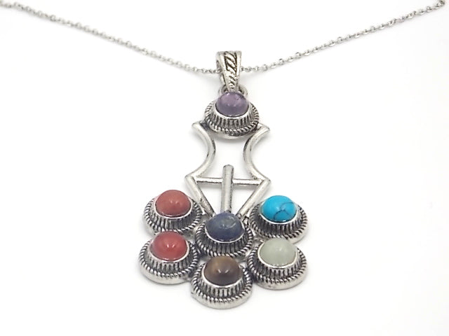 Colgante con las piedras naturales de los 7 chakras con diseño de Flor 4